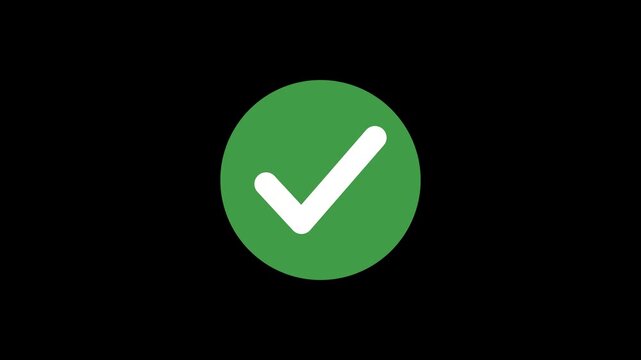 Green Checkmark Icon Animation on Transparent Background with Alpha Channel