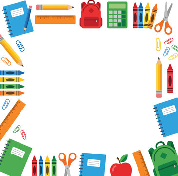 Back to school stationery border frame illustration