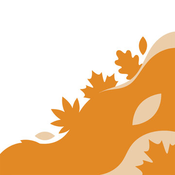 Autumn leaves corner border illustration with maple and oak leaves