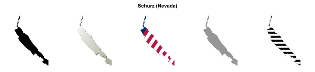 Obraz premium Schurz (Nevada) blank outline map set