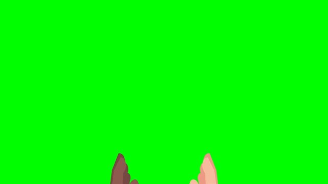 Happy businessman collaborating, making an agreement. Give me five. Two hands giving a high five. People of different ethnicity making high five salute. 2d flat animation. Alpha channel. Video
