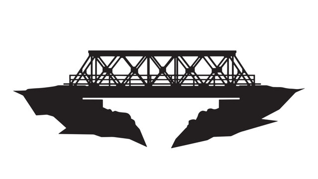 Silhouette of a steel truss bridge crossing a river valley
