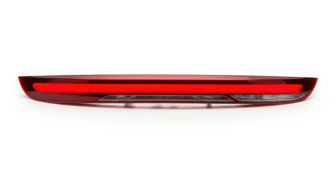 Bright red led automotive tail light assembly with modern sleek design and clear illumination for vehicle safety on white background. on white background