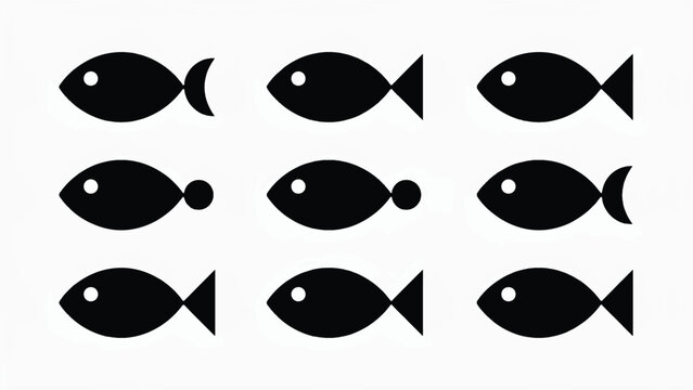 black fish icons in different swimming positions