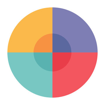 Colorful geometric circle with overlapping quadrants