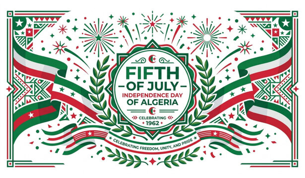 Algeria independence day vector illustration banner design with national flag colors