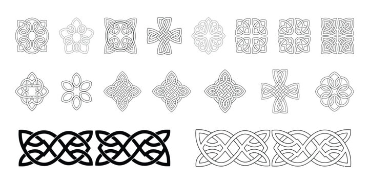 celtic borders and knots featuring classic braided ornament design with seamless repeat pattern blocks for decorative frame use.