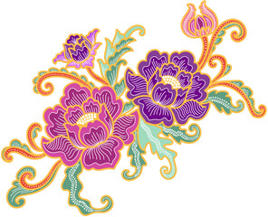 Indonesian Flower Batik Illustration © Hydric