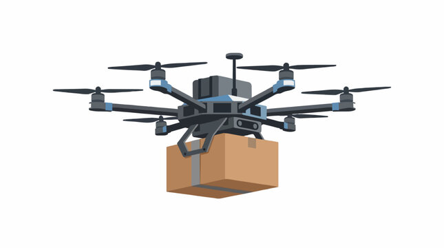 Autonomous octocopter delivery drone carrying parcel box