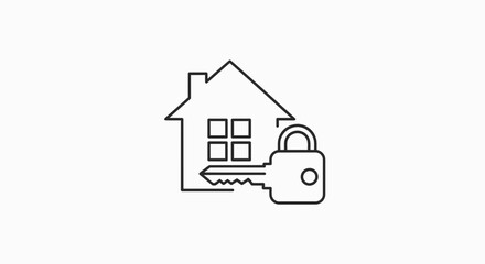 Fototapeta premium House icon with key and lock symbolizing security and real estate