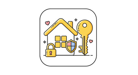 Fototapeta premium House icon with key lock and shield illustrating home security and protection
