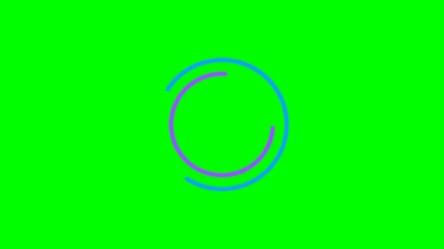 A blue circle is drawn on a green background with white space below.