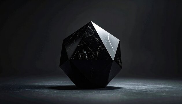Polished Geometric Obsidian Paperweight with Striking Veins