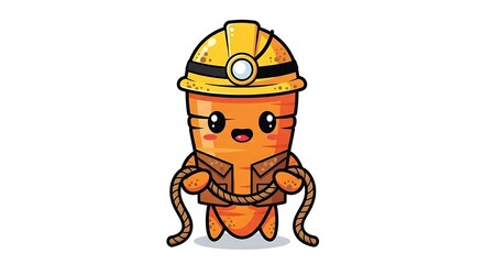 Fototapeta premium Cartoon construction worker character with hard hat.