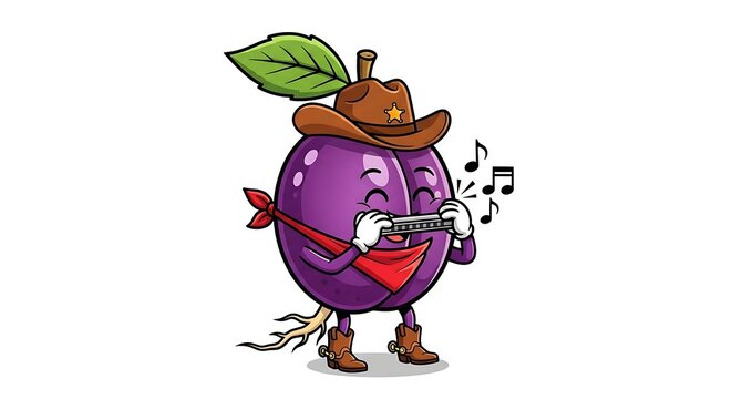 Cartoon purple dragon with green hat and wand.
