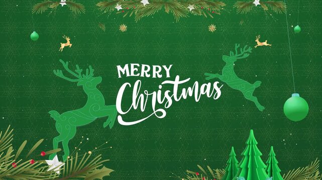 Merry Christmas Typography, Christmas Concept Green Background