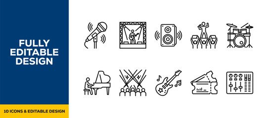 Black ink scribble music band and studio sound icon set bundle featuring hand drawn doodle sketch vector illustrations of guitar and piano for professional media production art. © Moni