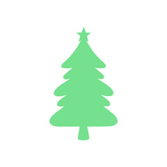 Obraz premium Minimalist Green Christmas Tree Icon