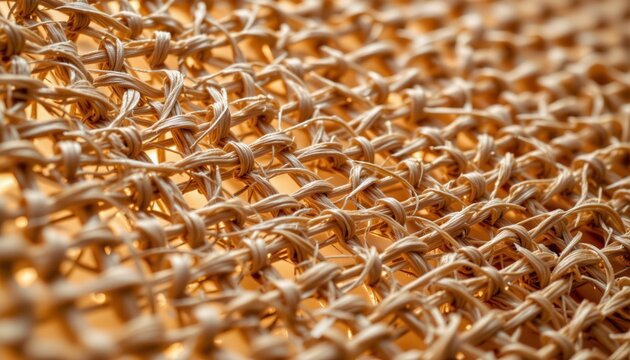 Close-up of a hand-woven rattan mat showcasing intricate weave and artisanal craftsmanship