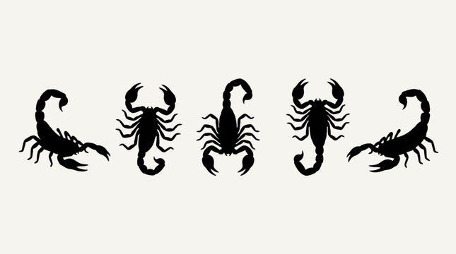 Scorpion silhouette vector icons set, isolated on background
