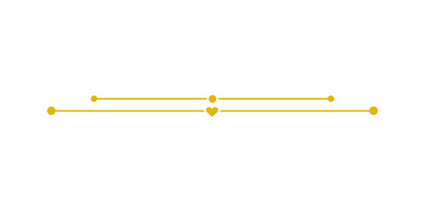 Golden decorative divider line with heart and dots isolated on transparent background © TawfikStock