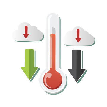 Thermometer with clouds and arrows