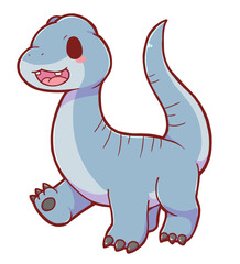 Authentic Hand Drawn Cute Brachiosaurus Illustration – Kawaii Chibi Dinosaur Character Original Illustration © Vegeca-creppycute