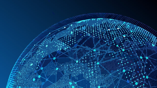 Dotted globe with connecting lines a blue vector illustration of a world network
