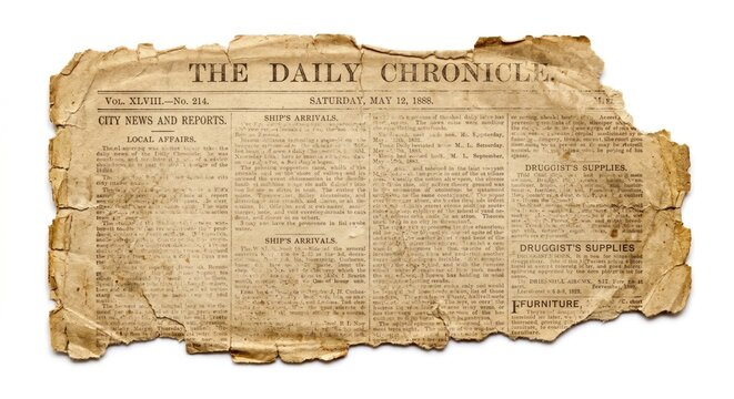 Vintage newspaper page with torn edges