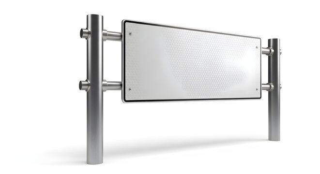Blank rectangular metal street sign isolated on a white background, suitable for traffic concepts, road information, navigation systems, public signage, and transportation graphics.