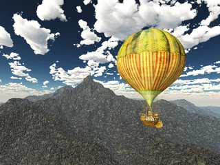 Fantasie Heißluftballon über einer Gebirgslandschaft © Michael Rosskothen