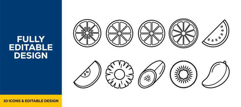 Black ink scribble hand drawn citrus fruit icons vector set including lemon lime and orange slices for organic juice branding healthy nutrition and cafe menu design graphics.
