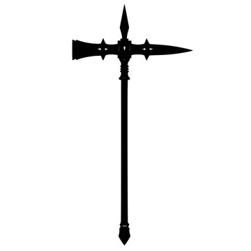 Mace weapon set with solid black silhouette featuring medieval, spiked, historical with bludgeon and weaponry
