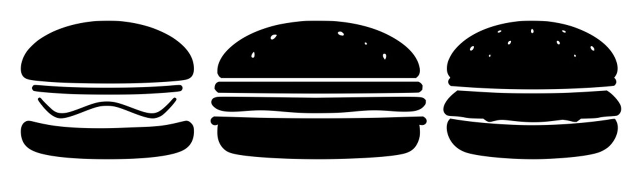 Hamburger menu set with solid black icon on white background featuring menu, navigation, interface with icons and usability