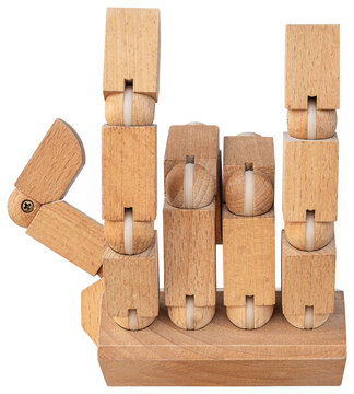 Wooden hand symbol I love you