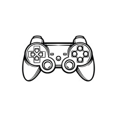 Minimalist Black and White Line Art Illustration of a Video Game Controller © Khaffi Studio