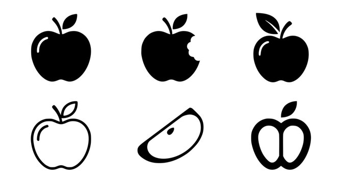 Minimal Apple Symbols Vector Icon Pack for Web and Mobile Design