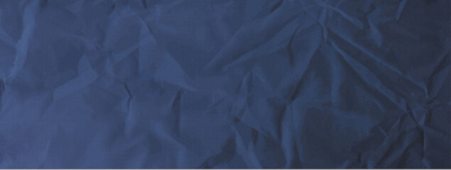 Fototapeta premium Crumpled deep blue paper texture. Kraft wrinkled grit cardboard texture. Navy blue color halftone dots bg. Wide horizontal duotone backdrop for collage template. Vector pixelated manga background.