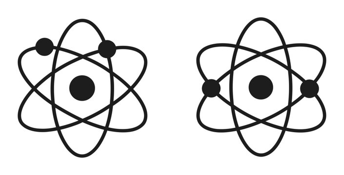 Atom Symbol Representation: A minimalist graphic depicting atomic structure with orbiting electrons. science icon, physics concept, molecular model, educational graphic.