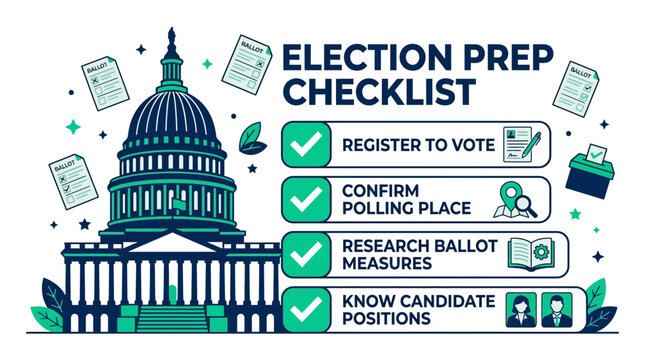 Election Prep Checklist: Vote Registration, Polling Place, Ballot Research, Candidate Info