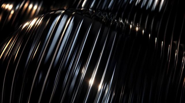 Futuristic Abstract Black Glossy Wave Pattern Metallic Background