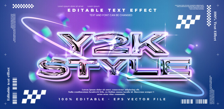 Y2k Style editable text effect in modern trend style