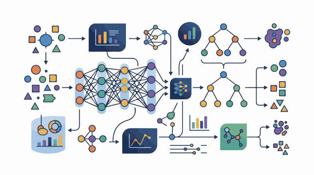 Data processing flow with neural networks and decision trees
