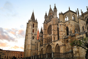 Fototapeta premium The Cathedral of Leon (Saint Mary of Regla) in Leon city, Spain