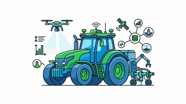 Smart tractor with drone satellite and data networks
