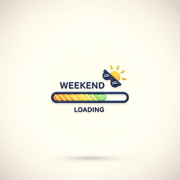Weekend loading progress bar with airplane icon.