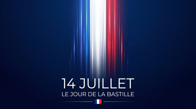 14 Juillet French National Day abstract tricolor background