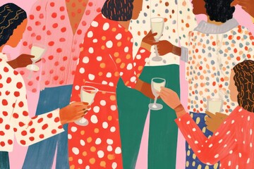 Fototapeta premium Champagne painting drinking pattern.