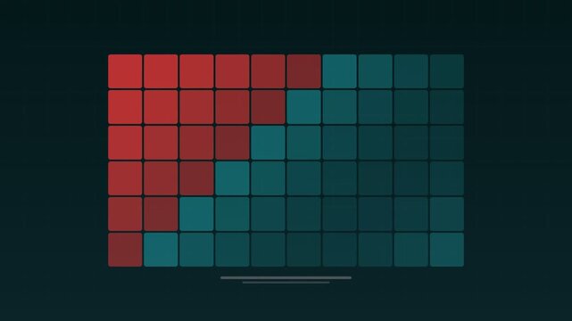 Animated Red economic heatmap market stress cyan concept loop