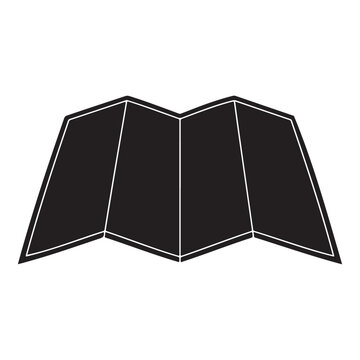 Folded map silhouette on a white background a minimalist graphic representation cartography planar planar shape black
